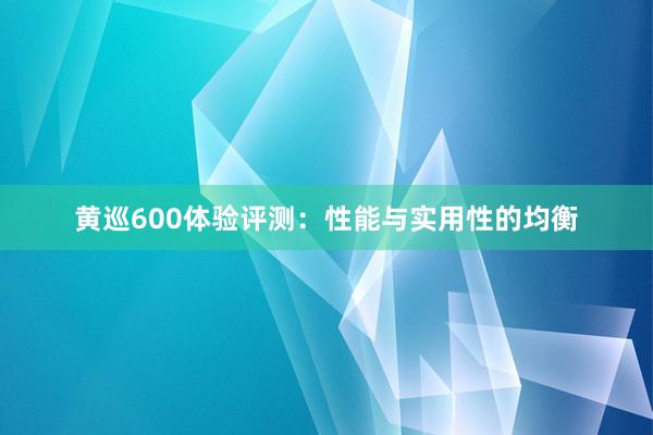 黄巡600体验评测：性能与实用性的均衡